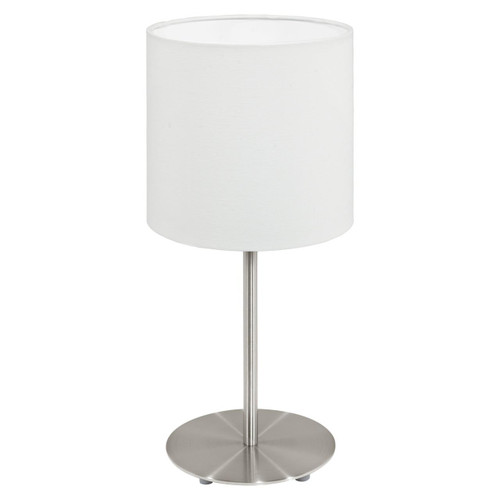 Eglo Lighting Pasteri Satin Nickel with White Fabric Shade Table Lamp