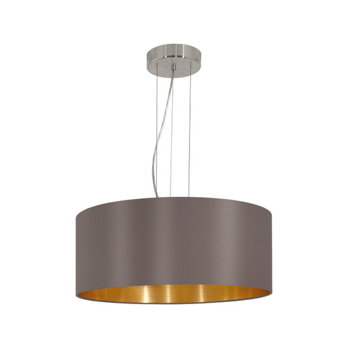Eglo Lighting Maserlo Satin Nickel with 530 Cappuccino and Gold Pendant Light