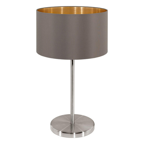 Eglo Lighting Maserlo Satin Nickel with Cappuccino and Gold Fabric Table Lamp