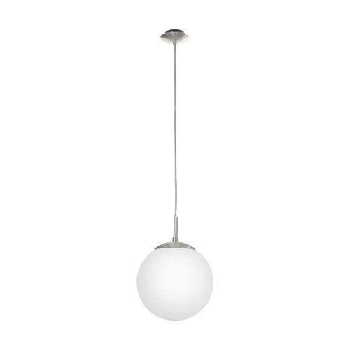 Eglo Lighting Rondo Satin Nickel with 200 Matt Opal Glass Shade Pendant Light