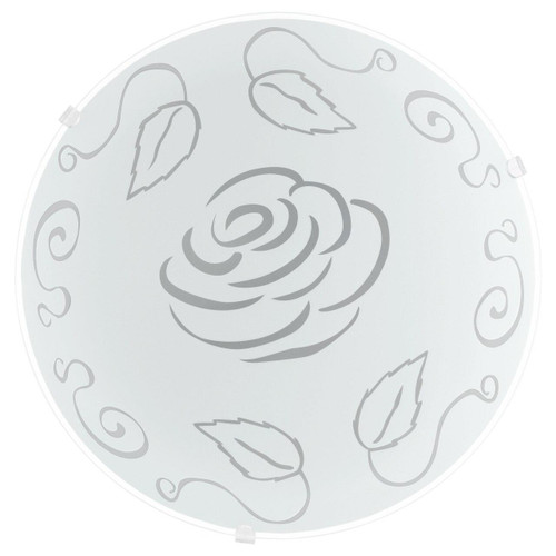 Eglo Lighting Mars 1 White with Satin Rose Design Glass Shade Wall and Ceiling Light