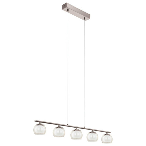 Eglo Lighting Ascolese 6 Light Satin Nickel with Amber and White Satin Glass Pendant Light