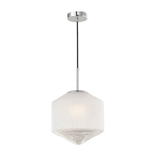 Nisha Polished Chrome And Frosted Clear Glass Pendant Light