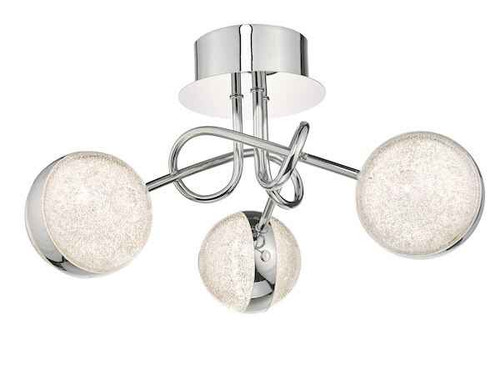 Nyma 3 Light Polished Chrome & Acrylic LED Semi Flush Ceiling Light