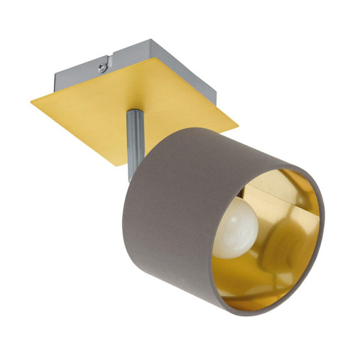 Eglo Lighting Valbiano Brushed Brass and Satin Nickel with Cappuccino and Gold Fabric Shade Spotlight