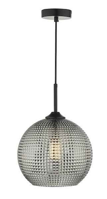 Soren 1 Light Black And Smoked Textured Glass Pendant Light