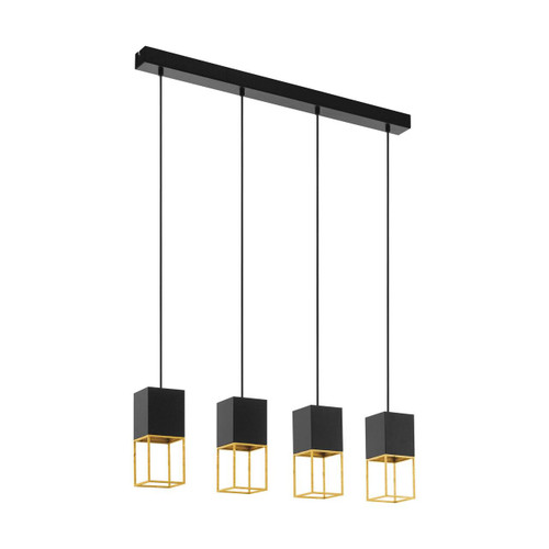 Eglo Lighting Montebaldo 4 Light Black and Gold Bar Pendant Light