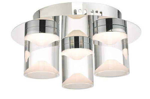 Susa 3 Light Polished Chrome and Acrylic LED Bathroom IP44 Flush Ceiling Light