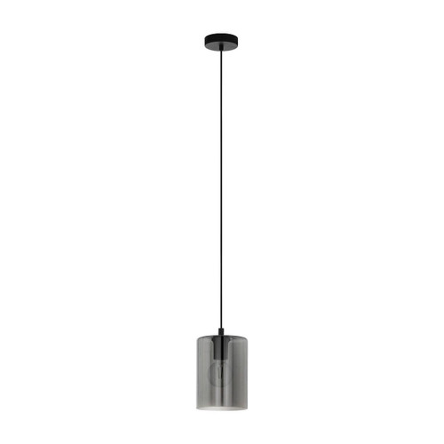 Eglo Lighting Cadaques 1 Black with Transparent Smoked Glass Pendant Light