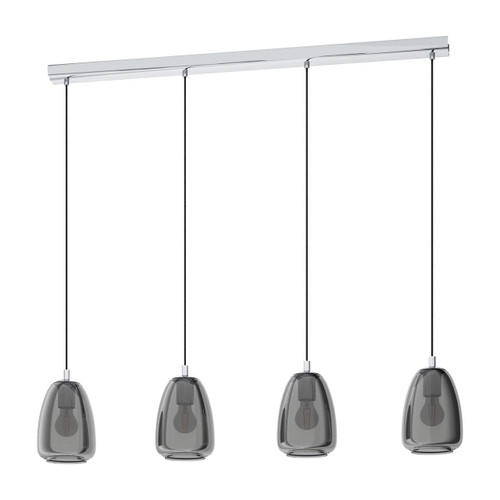 Eglo Lighting Alobrase 4 Light Chrome with Black Vaporized Glass Shade Bar Pendant Light