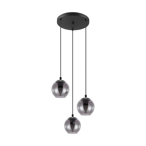 Eglo Lighting Ariscani 3 Light Black with Black Transparent Glass Cluster Pendant Light