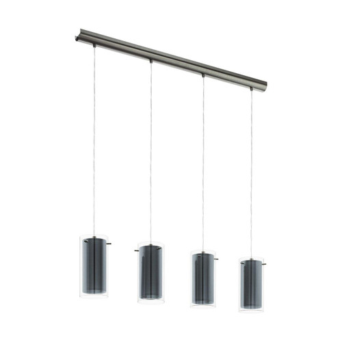 Eglo Lighting Pinto Textil 4 Light with Clear Glass and Grey Fabric Shade Bar Pendant Light