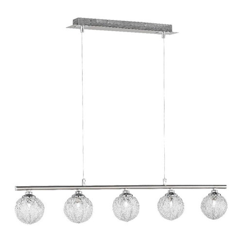 Paul Neuhaus WOMBLE 5 Satin Steel with Glass Shade Bar Pendant Light