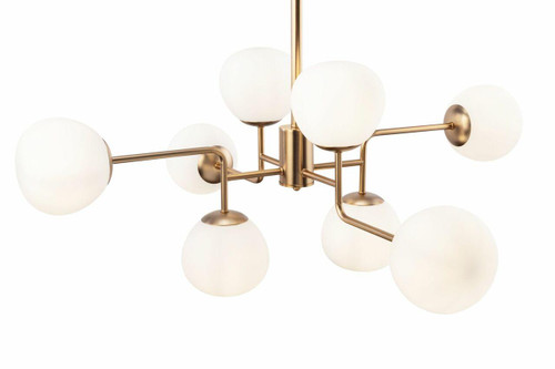 Maytoni Erich 8 Light Brass with Opal Glass Pendant Light