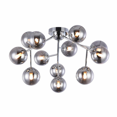 Maytoni Dallas 12 light Chrome with Smoked Glass Semi-Flush Ceiling Light