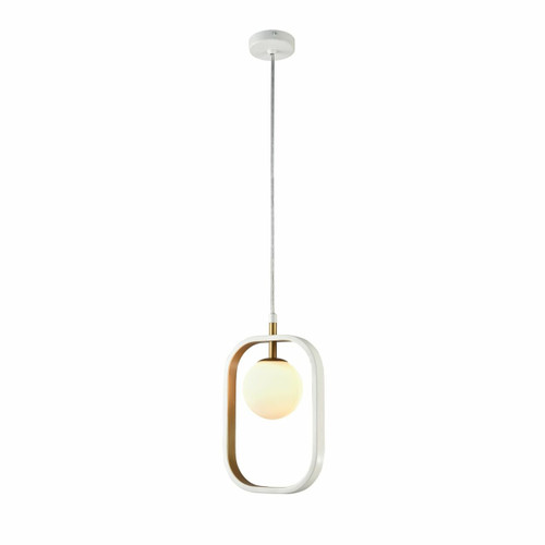 Maytoni Avola Matt White with Gold and Opal Glass Pendant Light