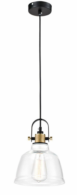 Maytoni Irving 200mm Black With Brass And Clear Glass Pendant Light