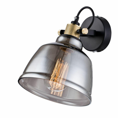Maytoni Irving Black With Brass And Smoked Glass Adjustable Wall Light