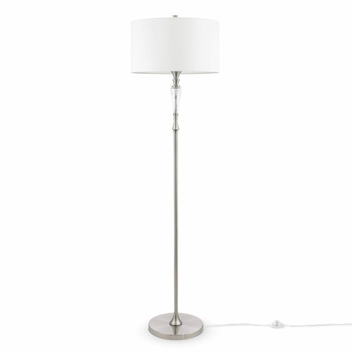 Maytoni Alicante Satin Nickel and Glass with White Shade Floor Lamp