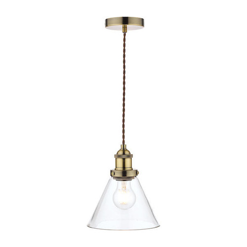 Laura Ashley Isaac Antique Brass Single Pendant Light