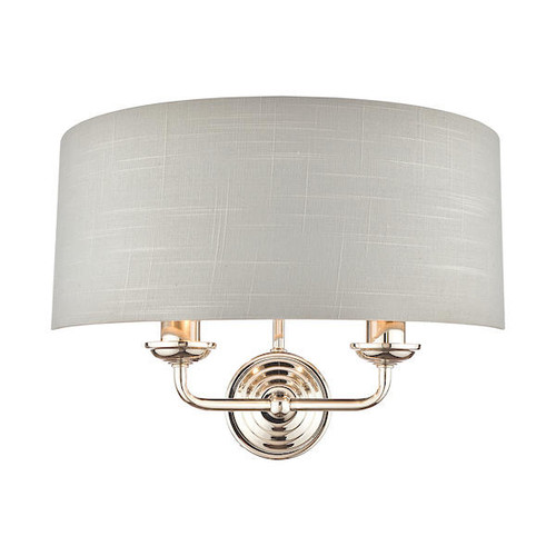 Laura Ashley Sorrento 2 Light Polished Nickel with Silver Shade Wall Light
