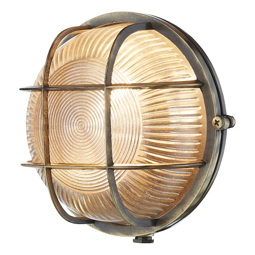 Admiral Round Antique Brass IP64 Wall Light