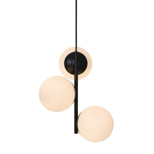 Lilly 3 Light Black with Opal White Glass Pendant Light