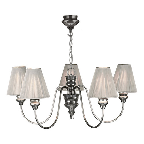 Doreen 5 Light Pewter with String Shades Pendant Light