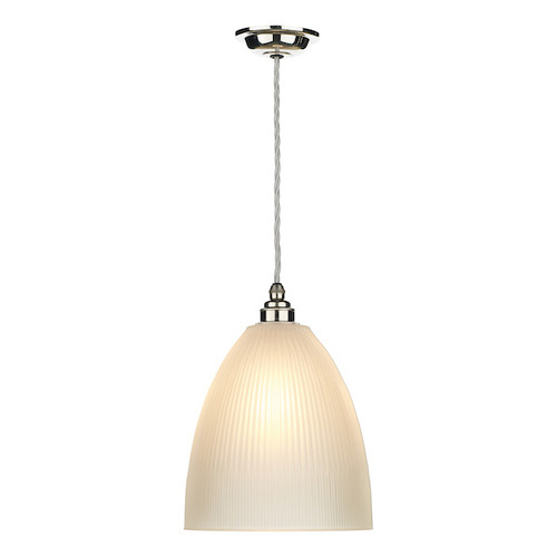 Duxford Chrome with Reeded Glass Shade Single Pendant Light