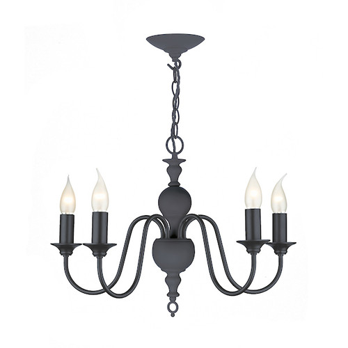 FLEMISH 5 Light Smoke Blue Pendant Light