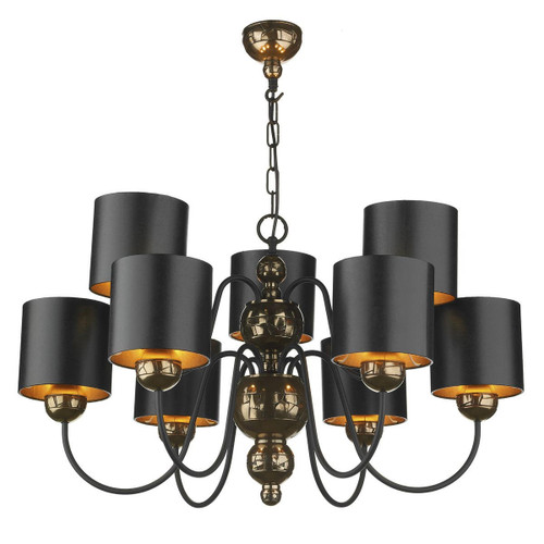 David Hunt Garbo 9 Light Bronze Complete With Black and  Bronze Shades Pendant Light 