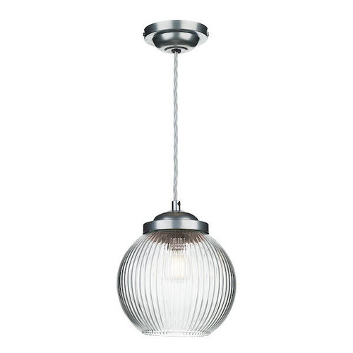 David Hunt Henley Satin Chrome Single Pendant Light 