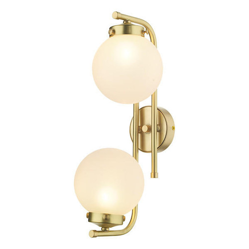 David Hunt Jazz 2 Light Butter Brass Wall with Opal Glass Light 