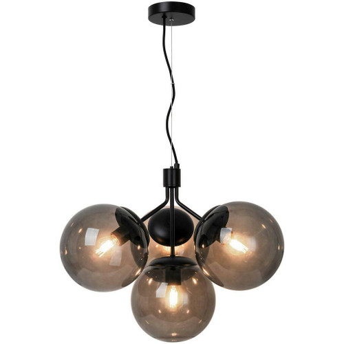 Nordlux Ivona 4 Light Black With Smoked Glass Pendant Light