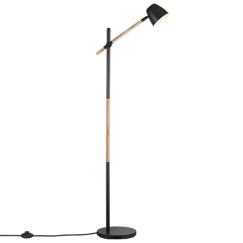 Nordlux Theo Black With Wood Floor Lamp