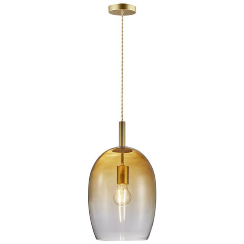 Nordlux Uma 23 Black With Amber Glass Single Pendant Light