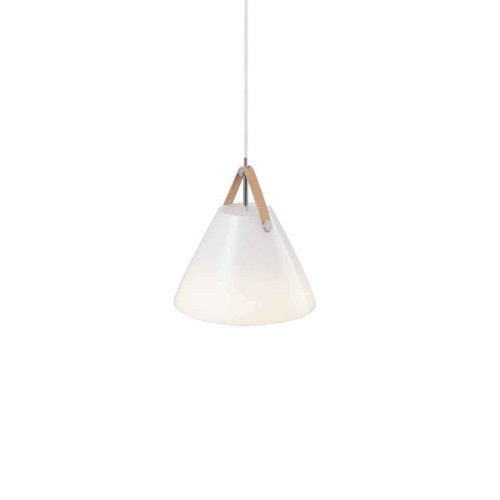 Strap 27 Opal White with Brown Leather Strap Detail Pendant Light