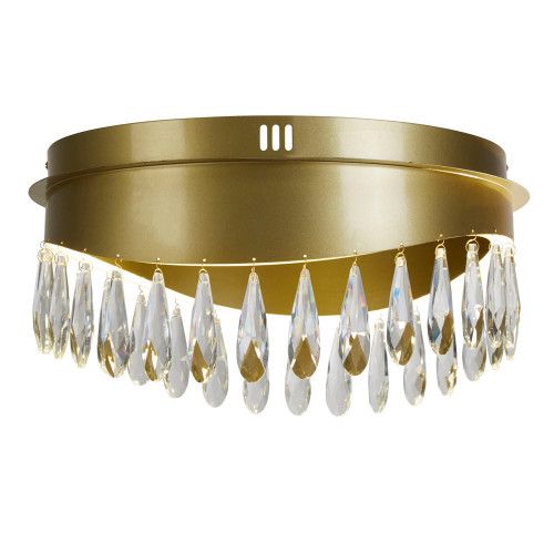 Searchlight Jewel Gold with Crystal LED Flush Ceiling Light 