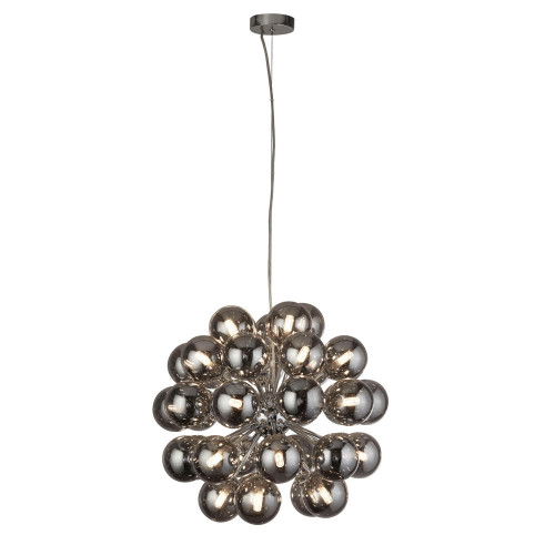 Searchlight Berry 27 Light Chrome with Smoked Glass Pendant Light 