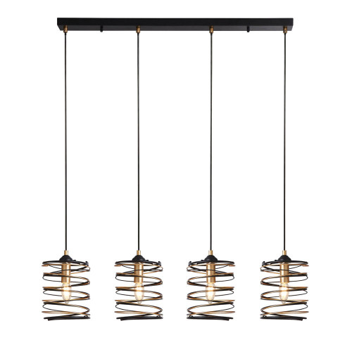 Searchlight Spring 4 Light Black and Gold Bar Pendant Light 