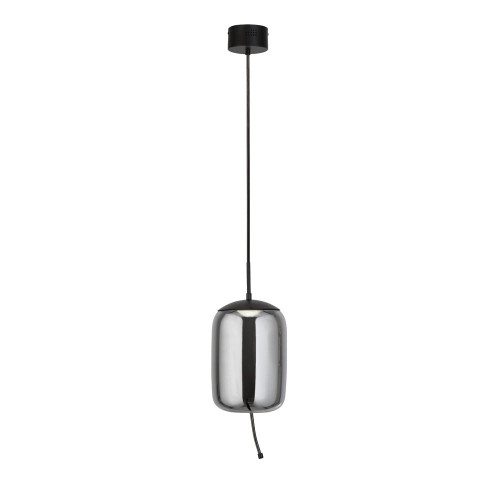 Searchlight Lisbon 1Lt Led Pendant,Black And Smoked Glass 