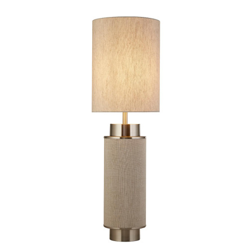 Searchlight Flask Natural Hessian with Satin Nickel and Natural Shade Table Lamp 