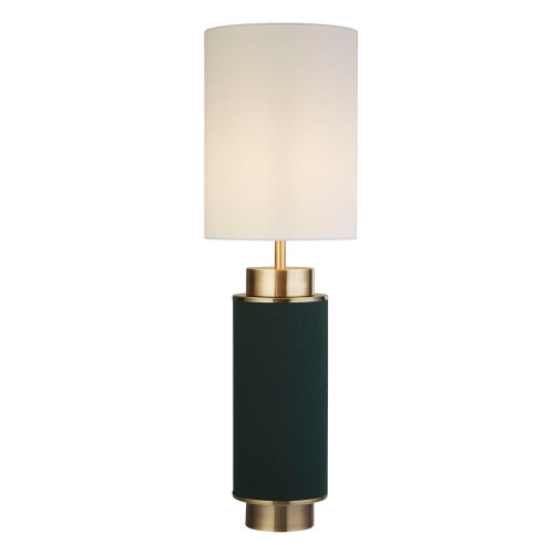 Searchlight Flask Dark Green Linen With Antique Brass And White Shade Table Lamp 
