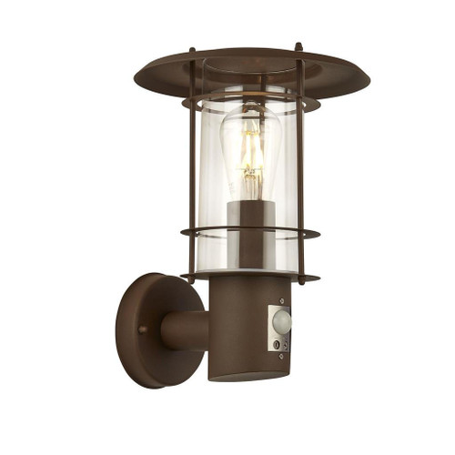 Searchlight Outdoor Rust Brown with Sensor Wall Light 