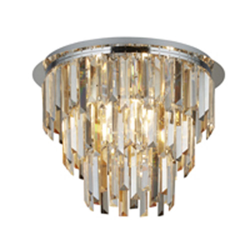 Searchlight Clarissa 5 Light Chrome with Clear Amber Smoked Crystal Pendant Light 