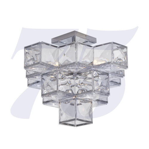 Searchlight Glacier 5 Light Chrome with Clear Acrylic Semi Flush Ceiling Light 