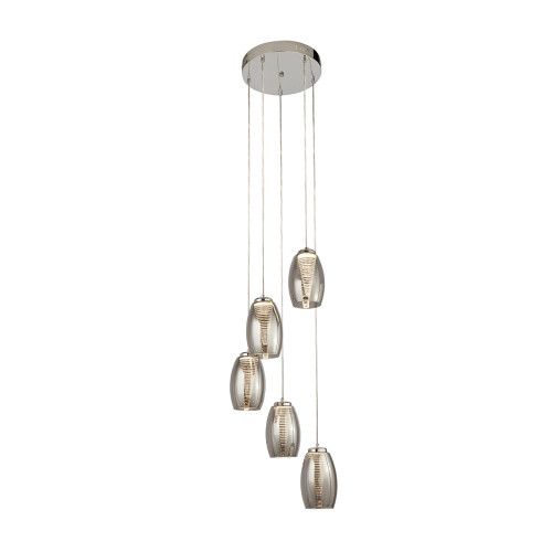 Searchlight Cyclone 5 Light Smoked Glass Cluster Pendant 