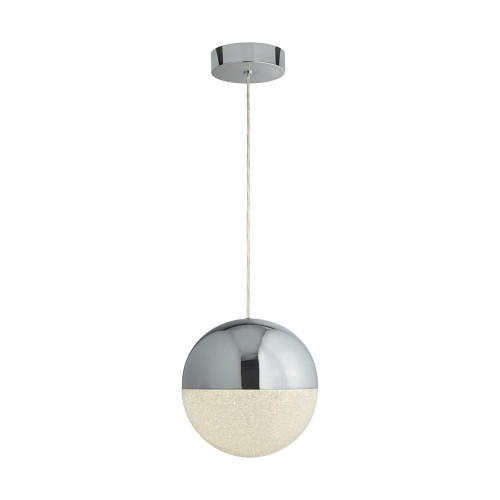 Searchlight Marbles Chrome with Crushed Ice Glass LED Globe Pendant Light 