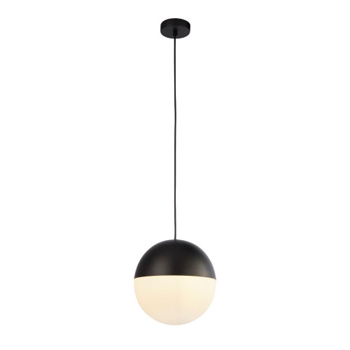 Searchlight Endor Black Finish With Opal Glass 25cm Pendant Light 