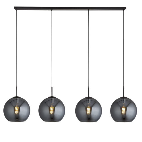 Searchlight Amsterdam 4 Light Black and Smoked Glass Bar Pendant Light 